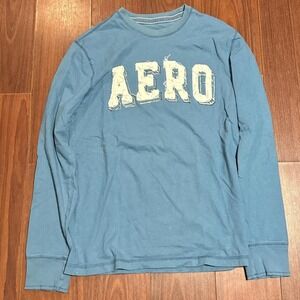 Y2K Aero Blue Long Sleeve Shirt Size Mens Medium